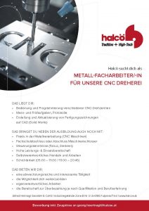 METALL-FACHARBEITER/-IN FÜR UNSERE CNC DREHEREI